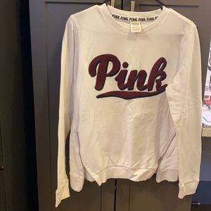 Victoria secret pink sweatshirt, white, size small